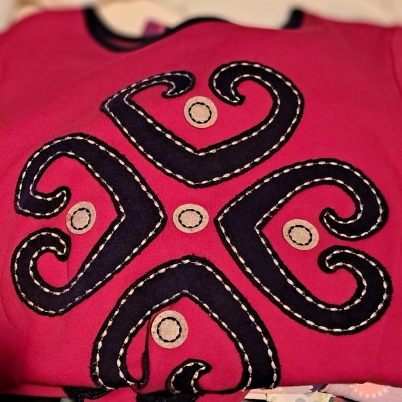 Hanna Andersson girls size 120 or 6-7 red dress with blue accent & heart design - Picture 7 of 8